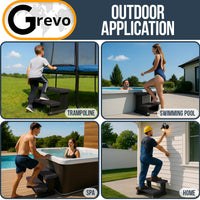 GREVO Outdoor Steps for Hot Tub Wide 31", Brown/Fits Round and Straight Pools, Non-Slip Steps, Quick Assemble