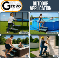 Grevo Outdoor Hot Tub Steps - Non-Slip Plastic Spa Steps, 23.6" Wide, Grey