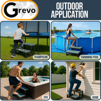GREVO Hot Tub Steps Grey/Spa Steps for Round or Straight Sided Spa, Non-Slip Steps for Outdoor/Indoor (Grey)
