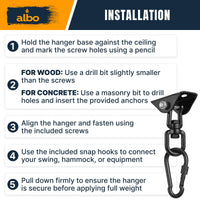 Albo Ceiling Mount Swing Hanger Hook for Hammock Chair & Porch Swing, 1 Piece