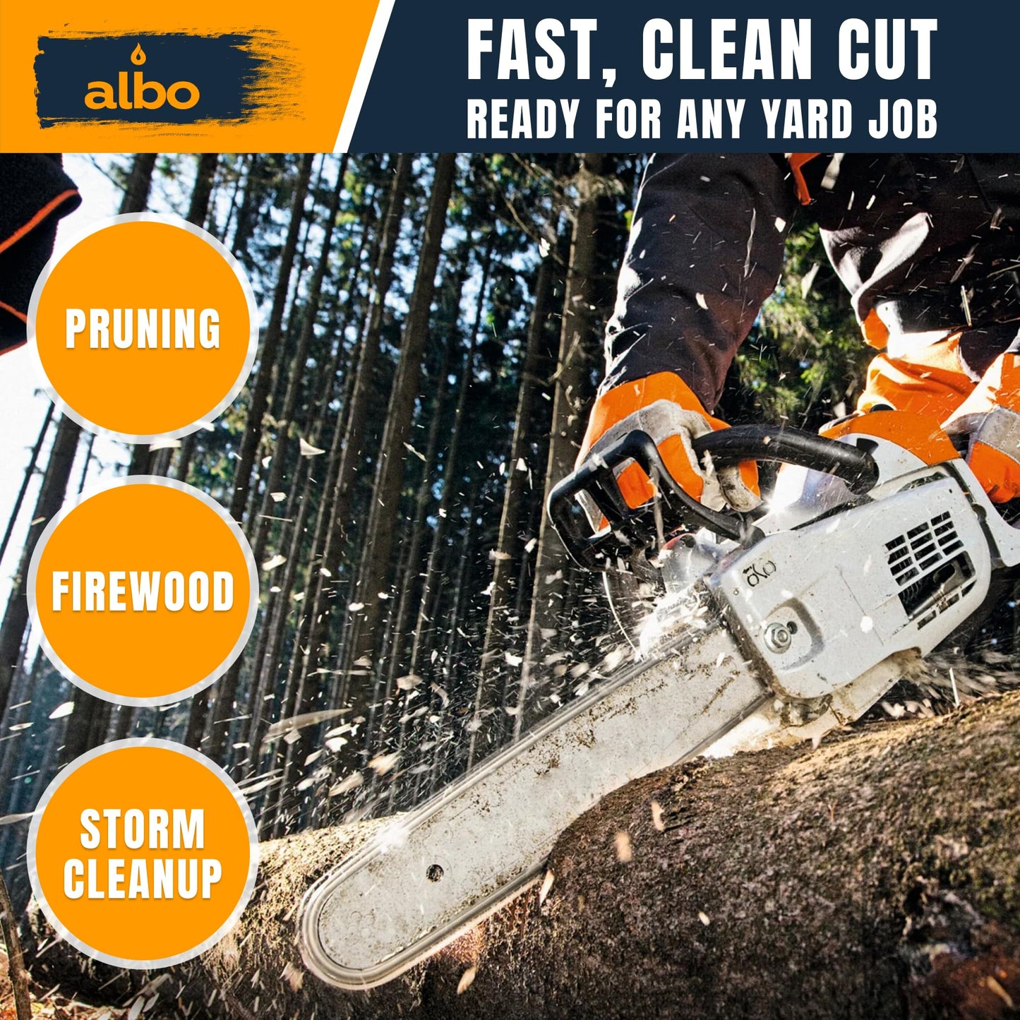 ALBO 18 Inch Chainsaw Chain .325" Pitch .063" Gauge 68 Drive Links - Full Chisel Chrome-Plated Cutters, Reinforced Rivets, Compatible with (PRE 2023 .063") 025, MS250, MS251, MS230, MS260