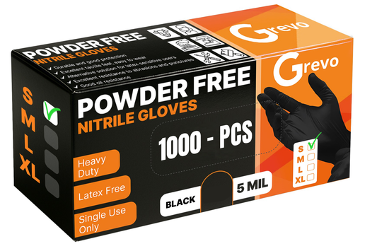 Disposable 5 Mil Black Nitrile Gloves S, 1000pcs