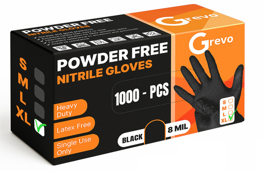 Disposable 8 Mil Black Nitrile Gloves XL, 1000pcs