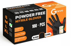 Disposable 8 Mil Black Nitrile Gloves M, 100pcs