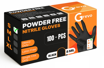 compare product Disposable 8 Mil Black Nitrile Gloves S, 100pcs