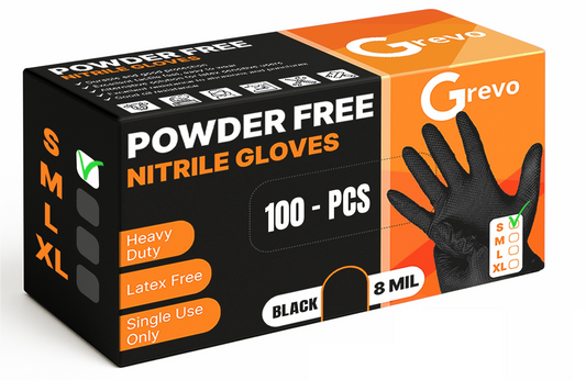 Disposable 8 Mil Black Nitrile Gloves S, 100pcs