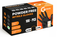Disposable 8 Mil Black Nitrile Gloves XL, 100pcs