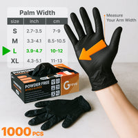 Disposable 5 Mil Black Nitrile Gloves L, 100pcs