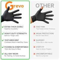 Disposable 8 Mil Black Nitrile Gloves L, 1000pcs
