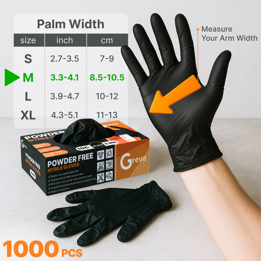 Disposable 5 Mil Black Nitrile Gloves M, 100pcs