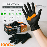 Disposable 5 Mil Black Nitrile Gloves M, 1000pcs