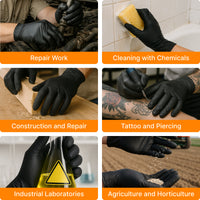 Disposable 8 Mil Black Nitrile Gloves M, 1000pcs