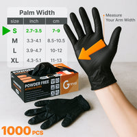 Disposable 5 Mil Black Nitrile Gloves S, 100pcs
