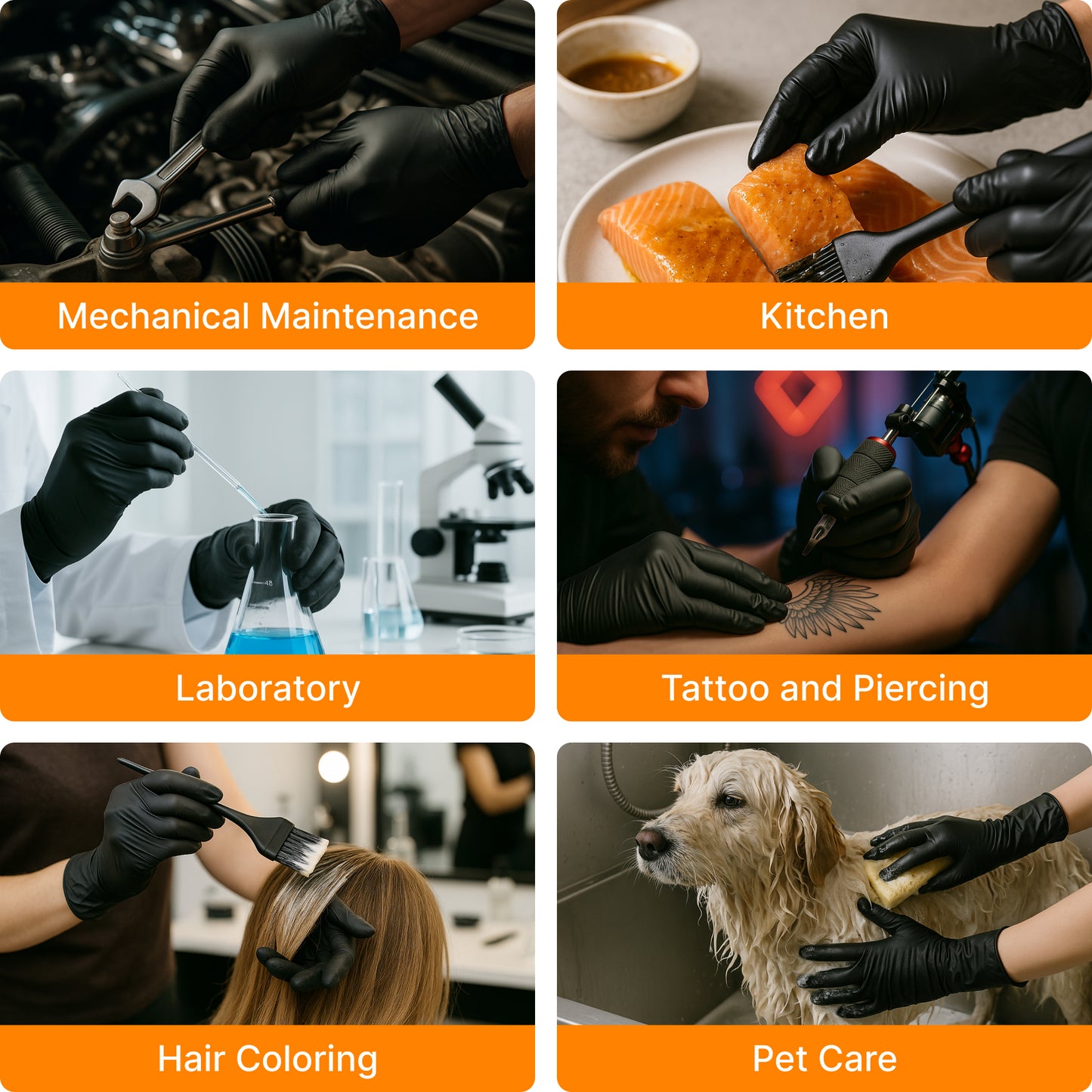 Disposable 5 Mil Black Nitrile Gloves S, 100pcs