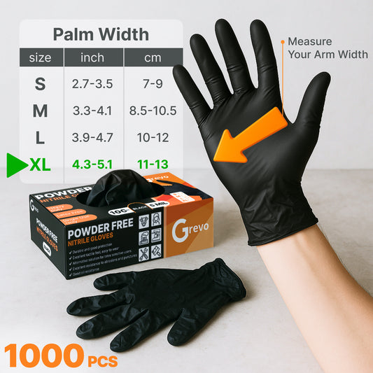 Disposable 5 Mil Black Nitrile Gloves XL, 1000pcs