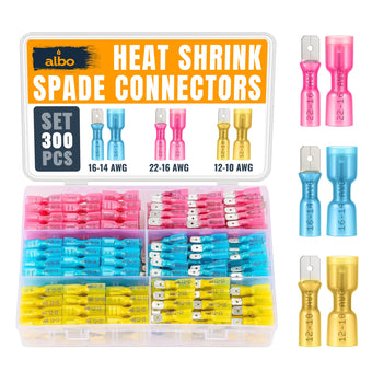 compare product ALBO Heat Shrink Male & Female Spade Connectors AWG 22-10 300pcs